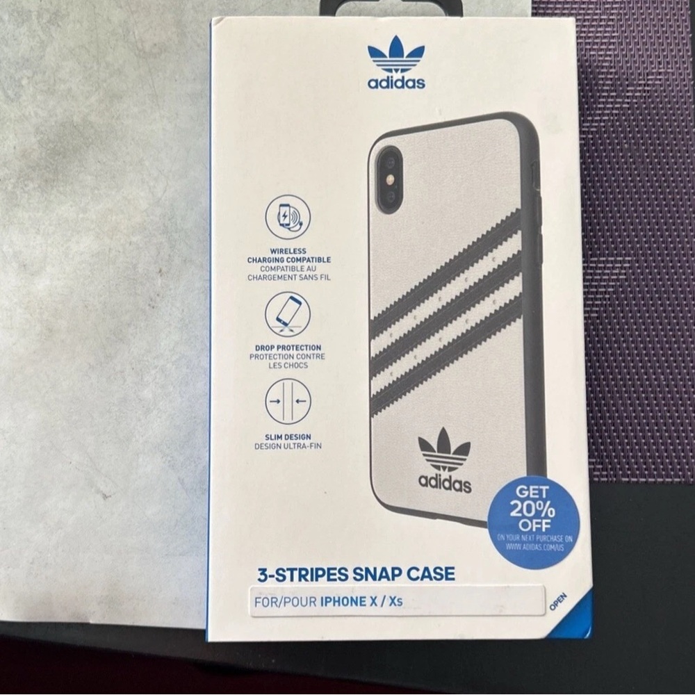 Adidas Black and White iPhone X/XS Case with Iconic Stripes